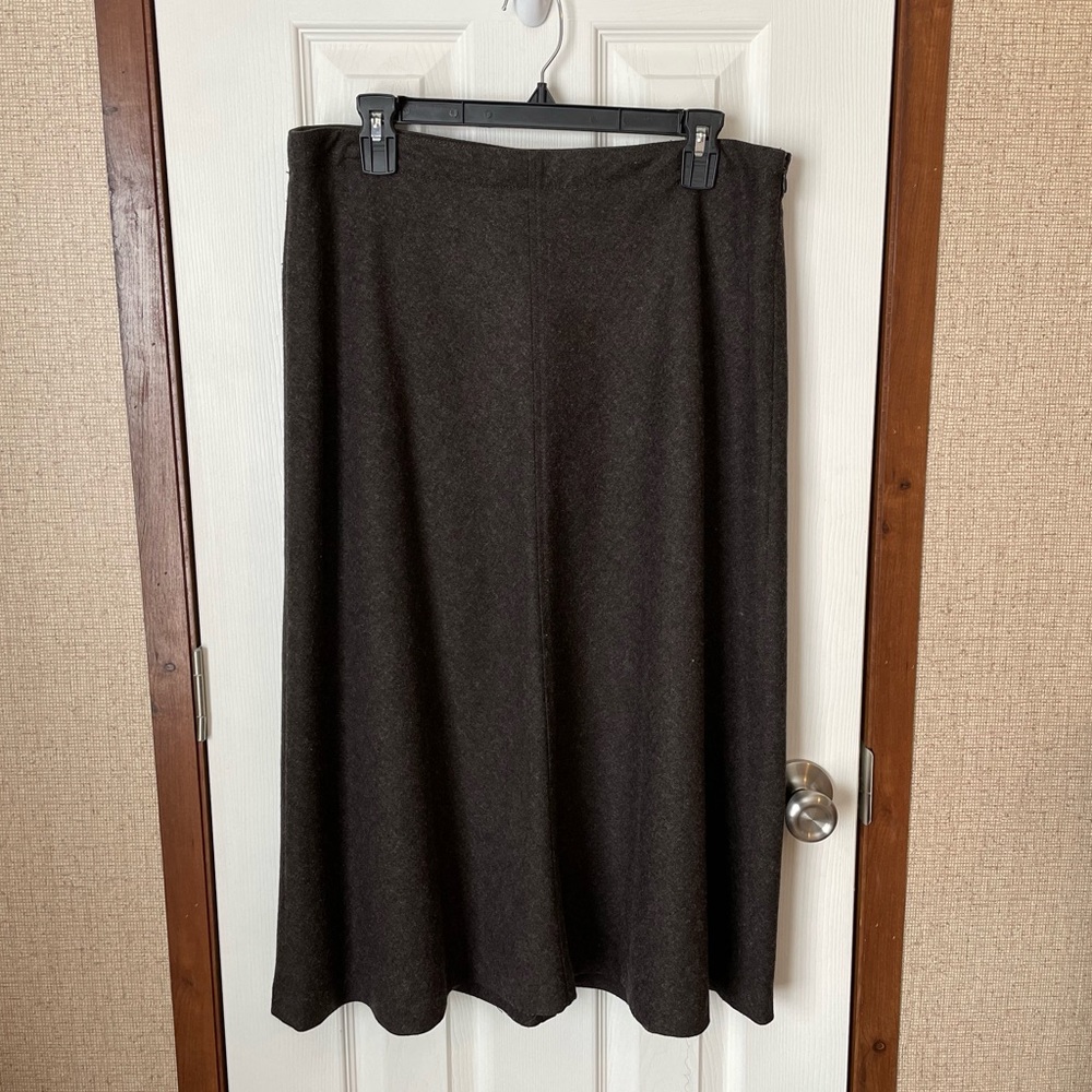 Lined Wool Gap Midi Skirt